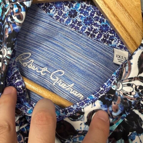 Robert Graham Men Deville Sport Shirt XLT Tall Short Sleeve Button Up Floral - Picture 3 of 7